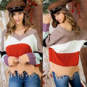Distressed Oversized Sweater Top
